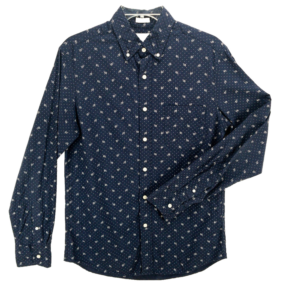 J Crew Men’s Small Slim Fit Organic Cotton Stretch Shirt Blue Floral
